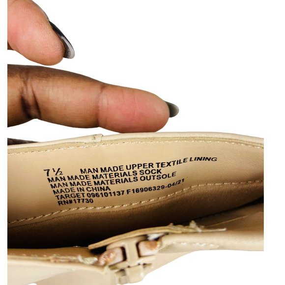 A New Day-Womens Cream Side Zipper Block Heeled Round Toe Ankle Boots 7.5 - Picture 9 of 10